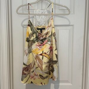 White House Black Market Yellow and Brown Floral Camisole